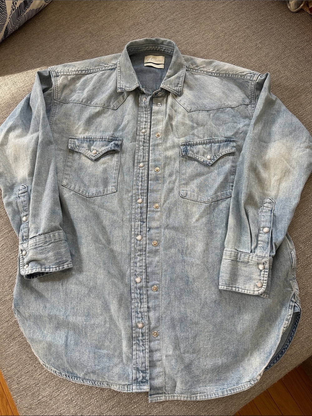 J. Crew Light Wash Denim Western Shirt Jacket